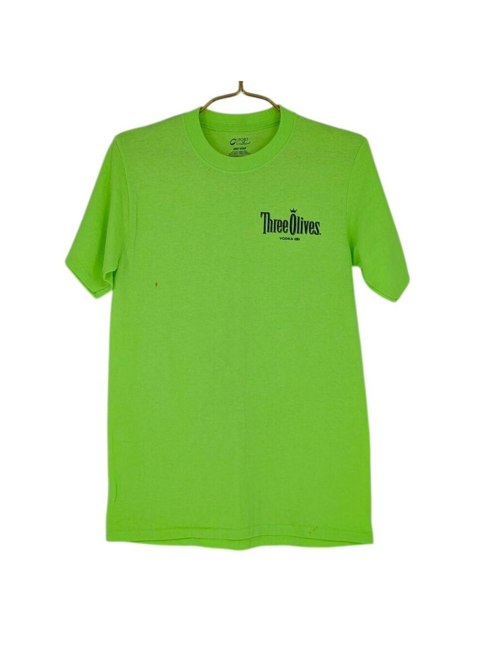 Three Olives Neon Electric Green Unisex Crewneck T-Shirt Tee Top - Size S - FUC